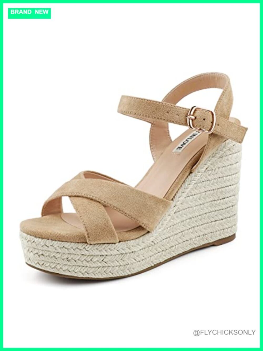 Womens Platform Wedge Sandals Ankle Strap Open Toe Faux Suede Buckle